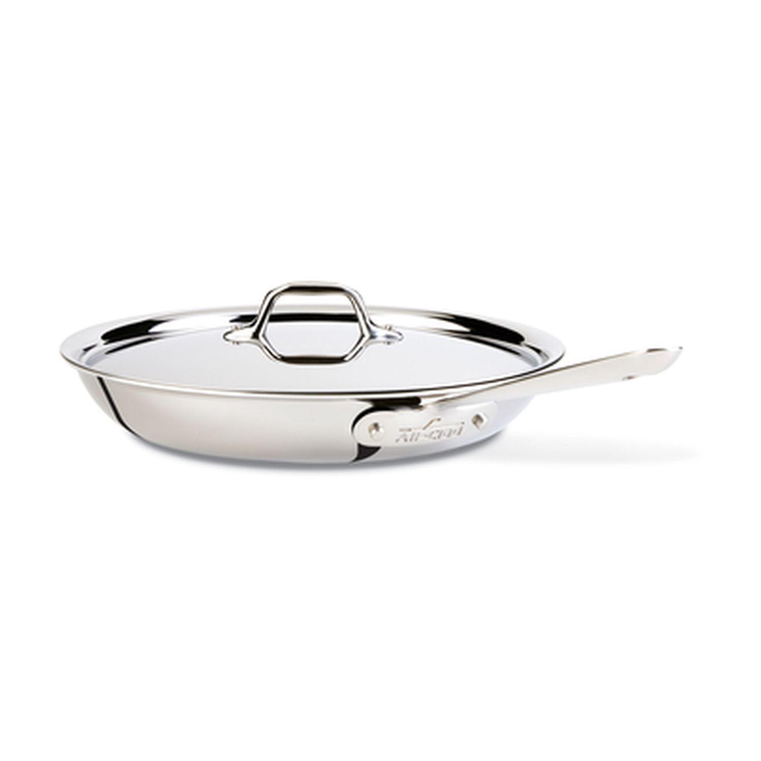 All-Clad, All-Clad -D3 Edelstahl 3-ply Bonded Cookware, Bratpfanne mit Deckel, 12 Zoll