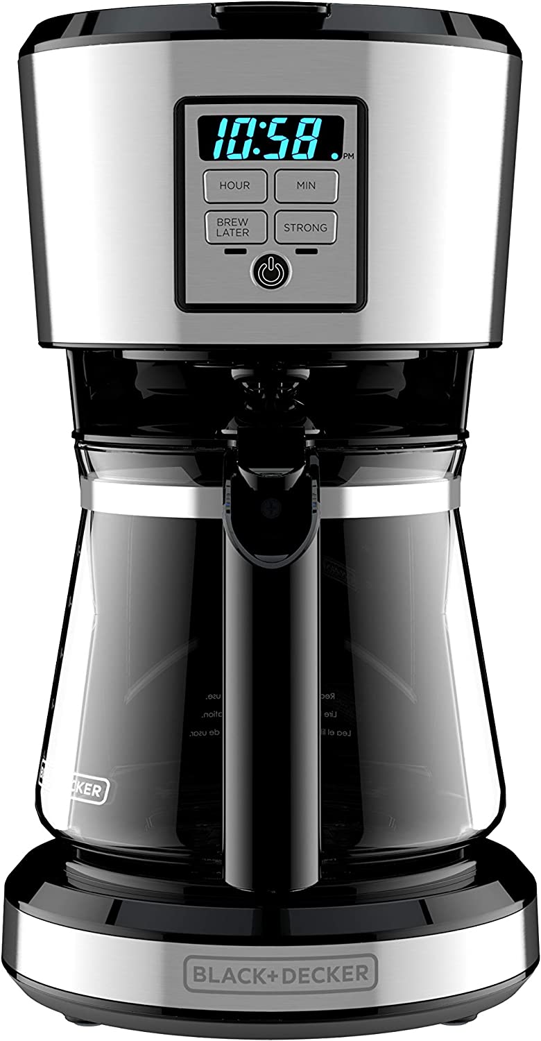 BLACK+DECKER, BLACK+DECKER - 12-Tassen* Kaffeemaschine, programmierbar, exklusive VORTEX? Technologie, Edelstahl - CM1331S