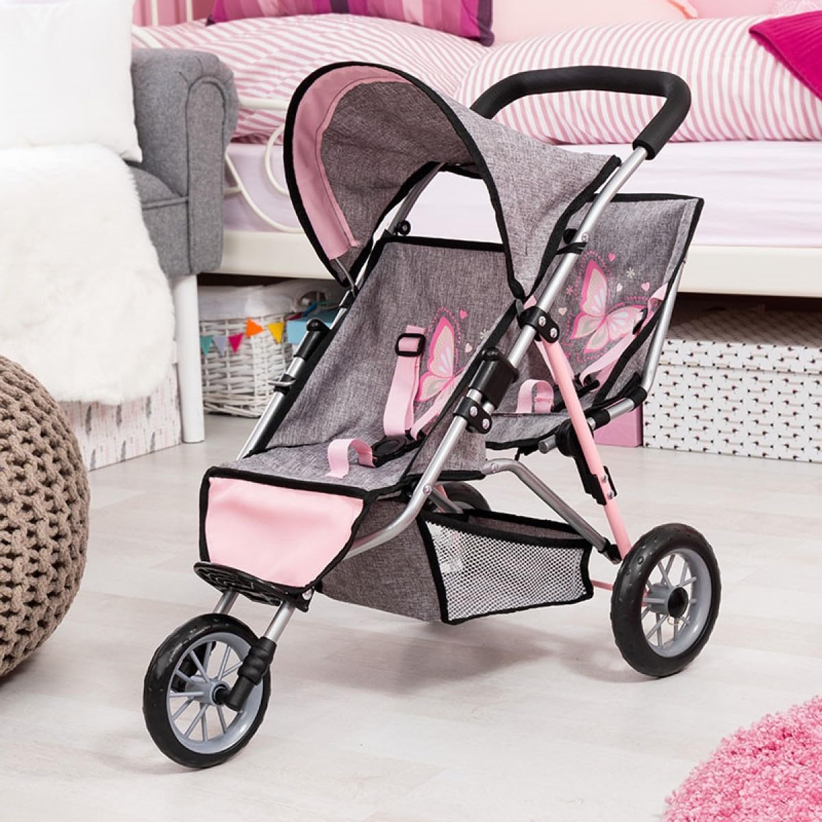 Bayer Design, Bayer Design - Duo - Twin 3 Räder Puppenwagen - Schmetterling