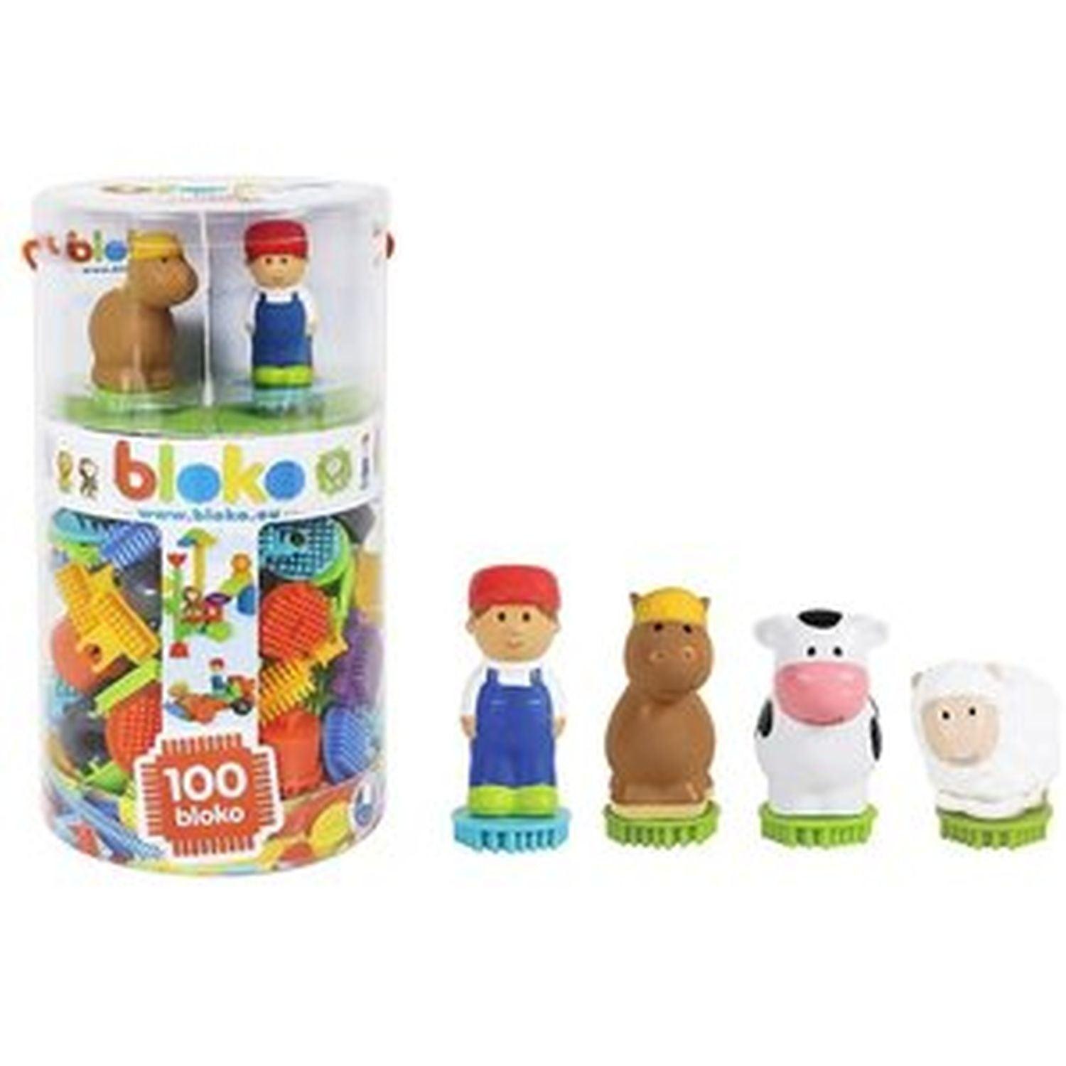 Bloko, Bloko - Tube 100 Pcs Bloko mit 2 - 3D Figuren - Bauernhof