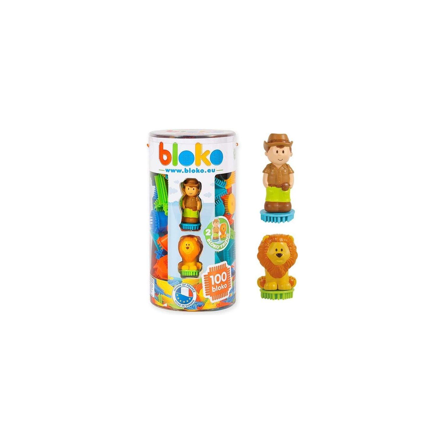 Bloko, Bloko - Tube 100 Pcs Bloko mit 2 - 3D Figuren - Dschungel