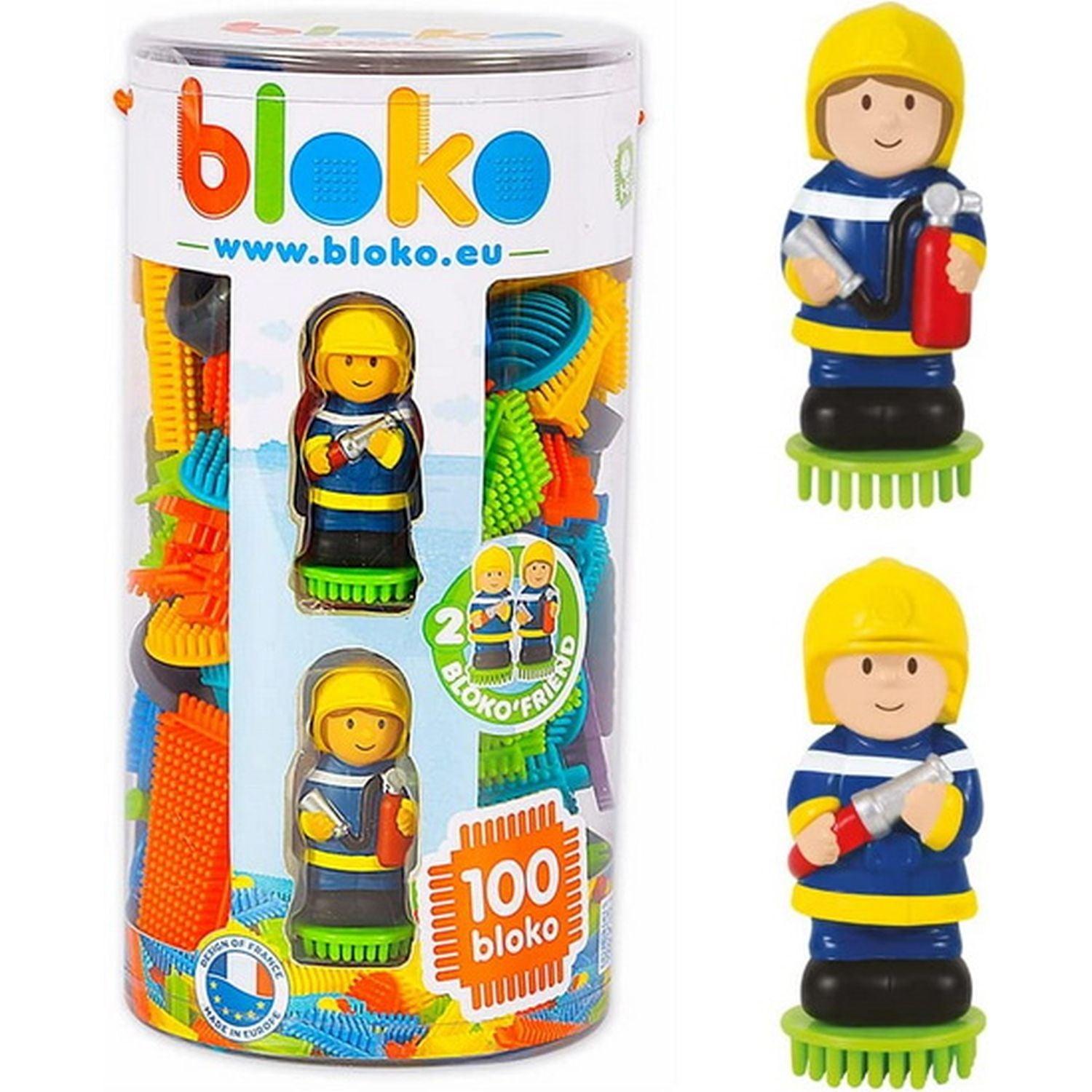 Bloko, Bloko - Tube 100 Pcs mit 2 - 3D-Figuren - Feuerwehrmänner