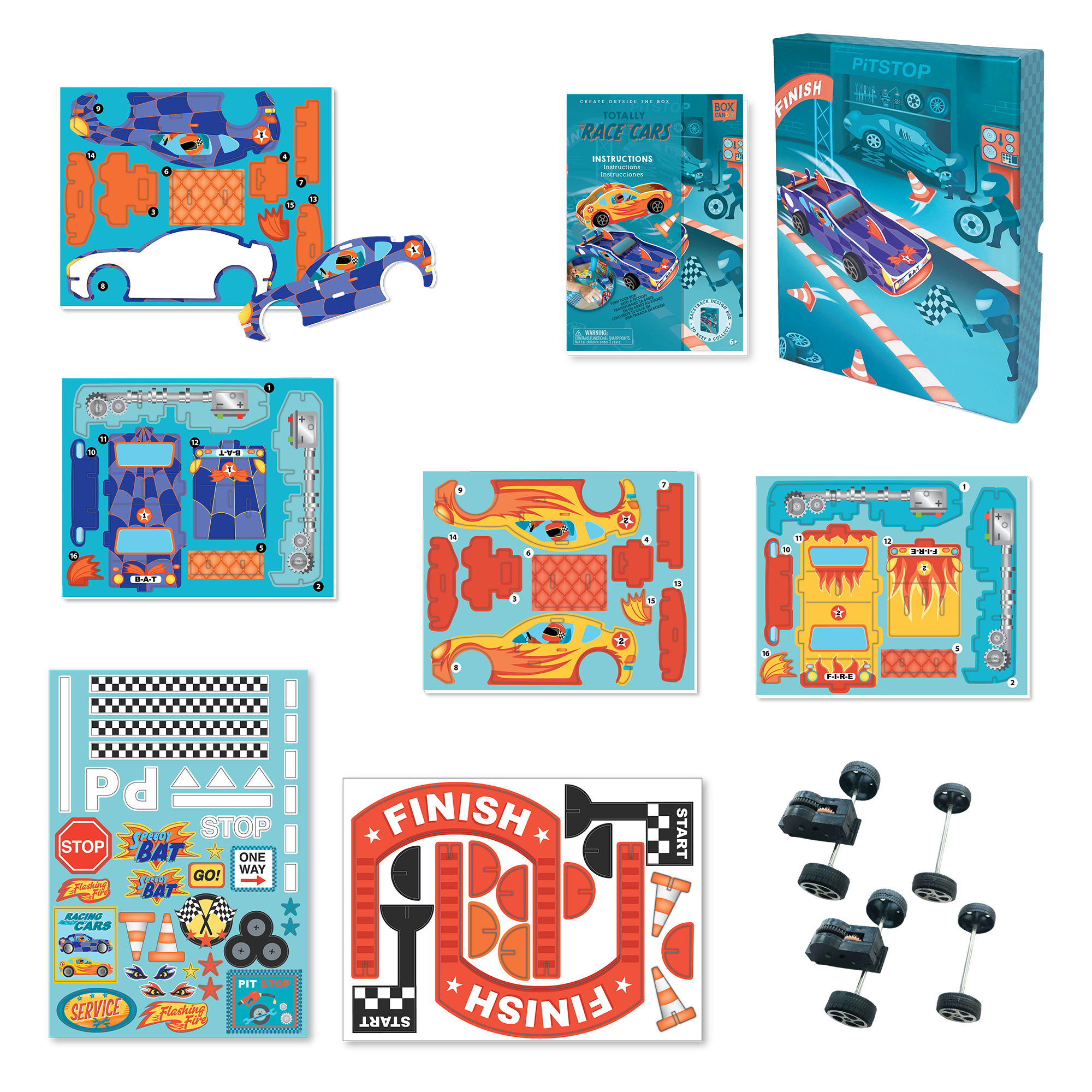 Box-Kandy, Box Candiy - Totally Race Cars - Pull-Back Race Cars Kunstset