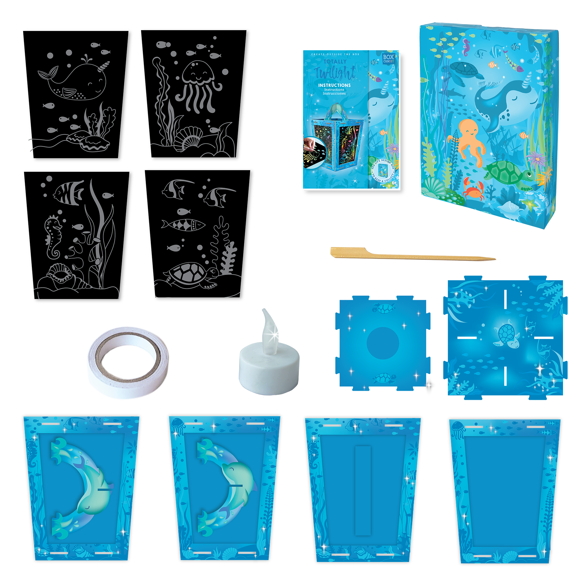 Box-Kandy, Box Candiy - Totally Twilight - Sea Life Laterne zu kratzen Kunst Set