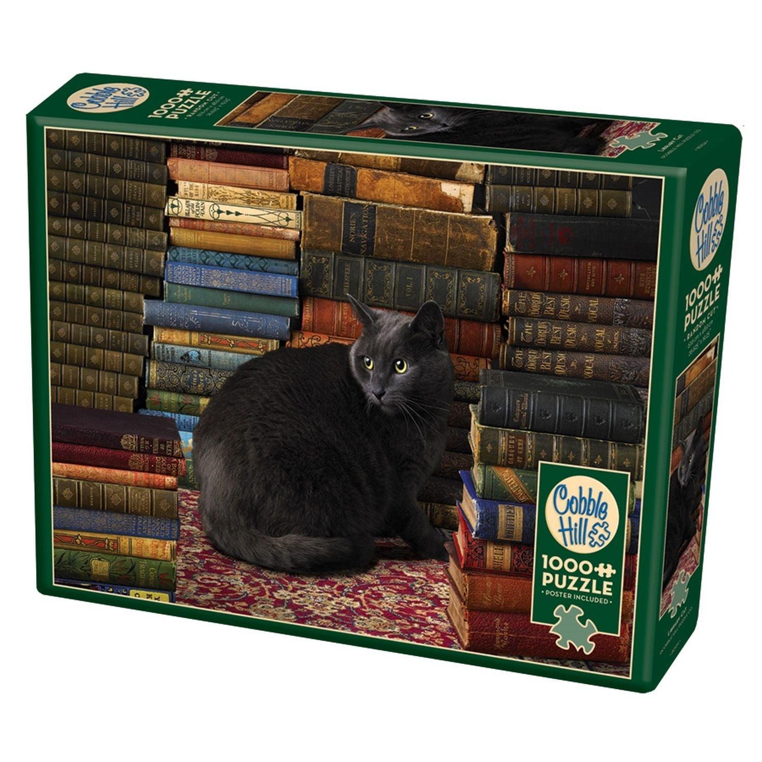 Kopfsteinpflaster-Hügel, Cobble Hill - Bibliothek Katze (1000-teiliges Puzzle)