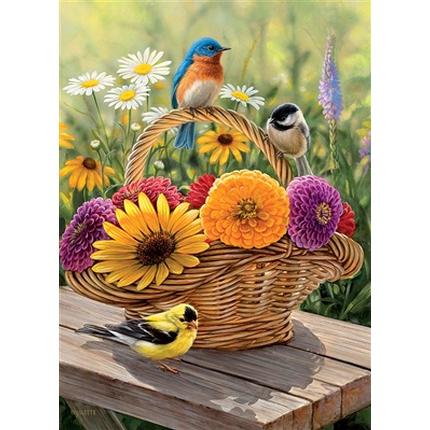 Kopfsteinpflaster-Hügel, Cobble Hill - Blauer Vogel und Blumenstrauß (Puzzle-Tablett)35-teiliges Tablett