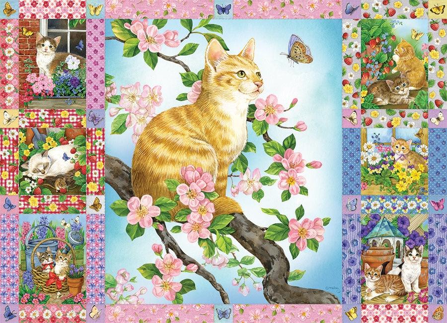 Kopfsteinpflaster-Hügel, Cobble Hill - Blossoms And Kittens Quilt (1000-teiliges Puzzle)