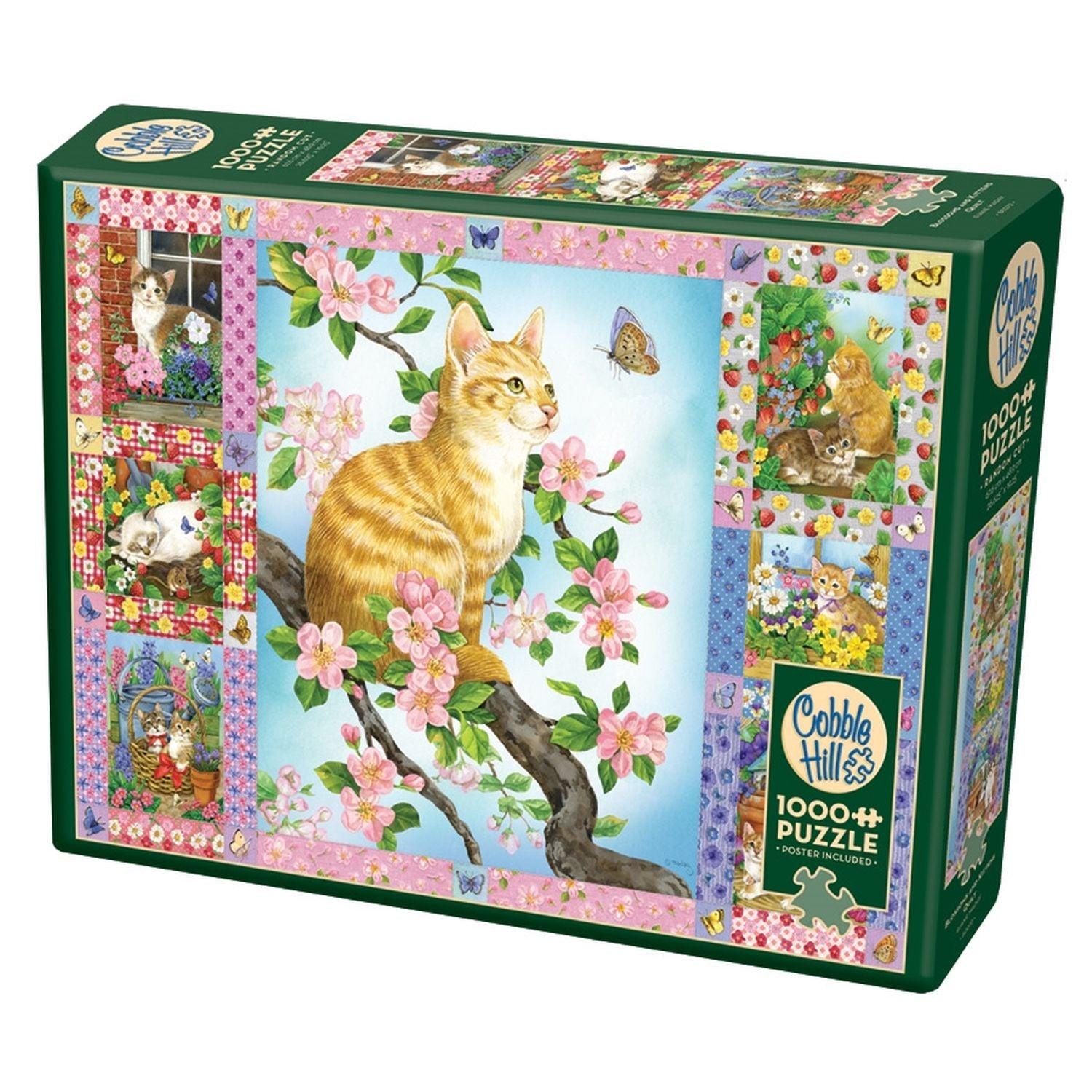 Kopfsteinpflaster-Hügel, Cobble Hill - Blossoms And Kittens Quilt (1000-teiliges Puzzle)