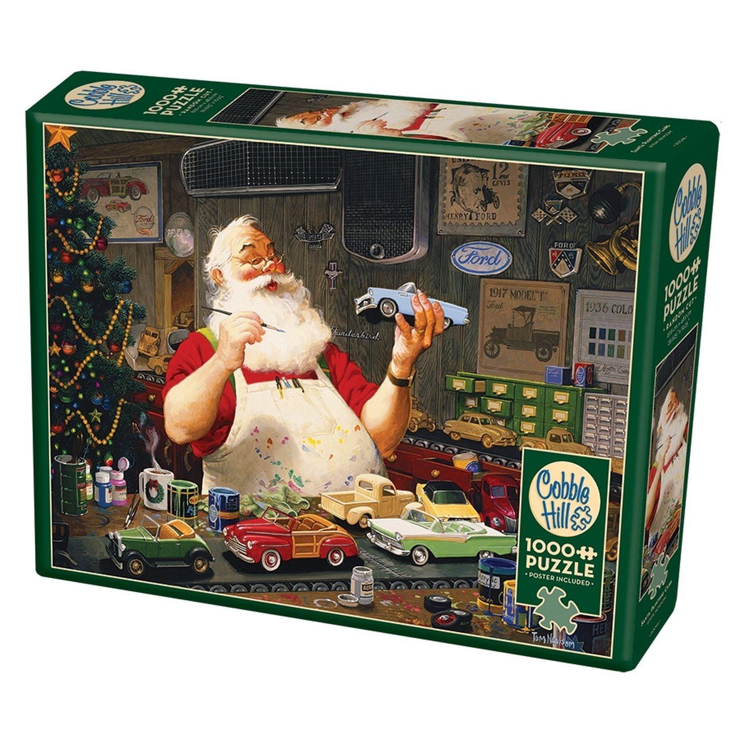 Kopfsteinpflaster-Hügel, Cobble Hill - Der Weihnachtsmann malt Autos (1000-teiliges Puzzle)