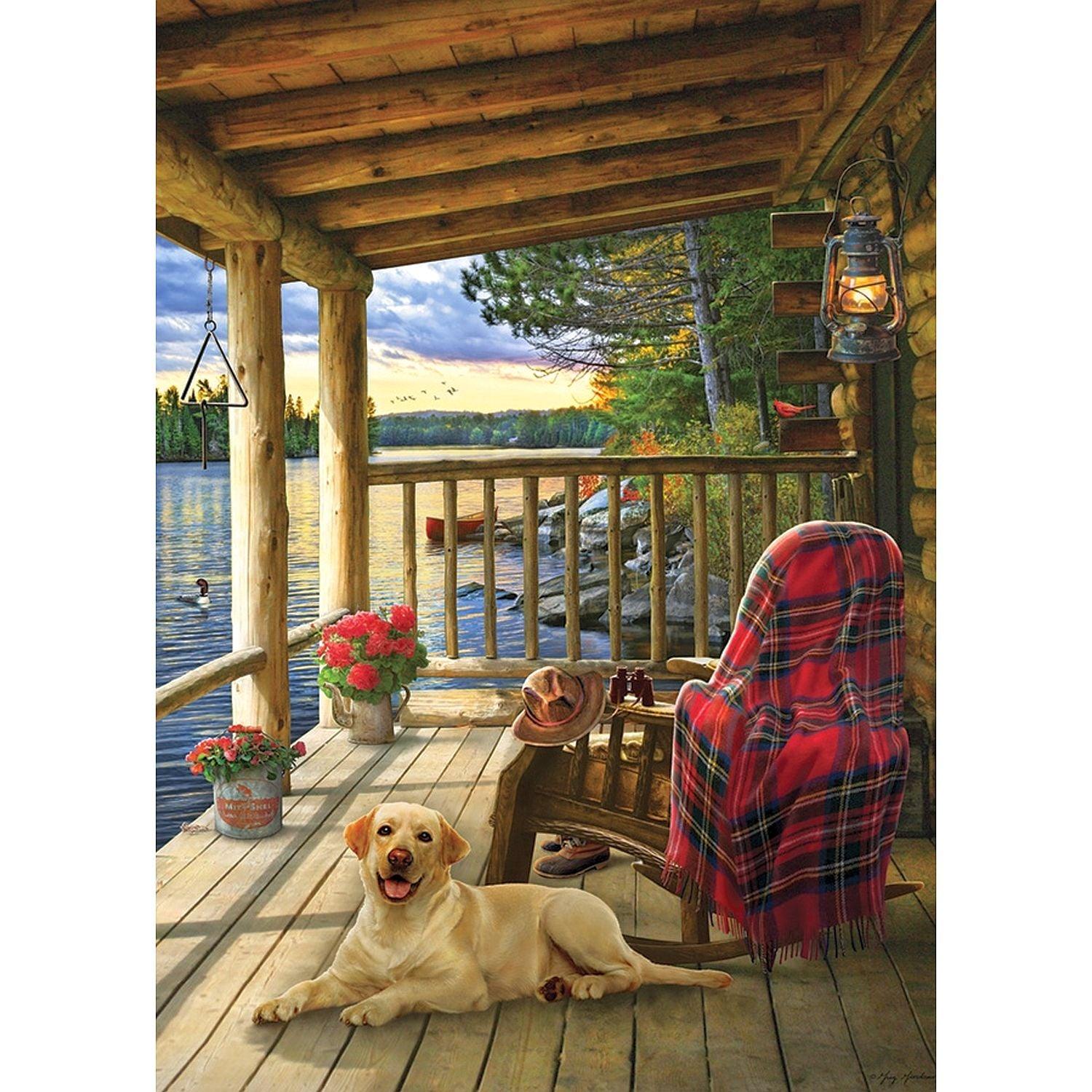 Cobble Hill, Cobble Hill - Lake Cabin Labrador (Puzzle Tablett)35-teiliges Tablett