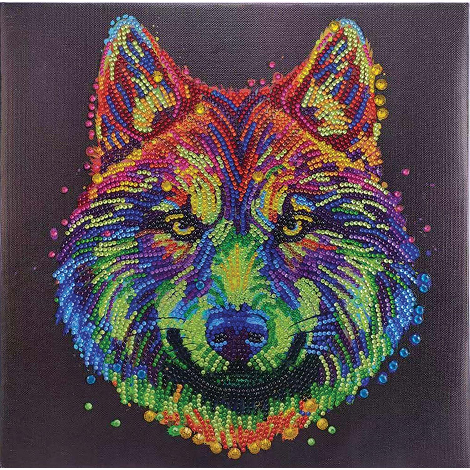 Kristall-Kunst, Crystal Art - CA Bausatz (Medium) - Bunter Wolf