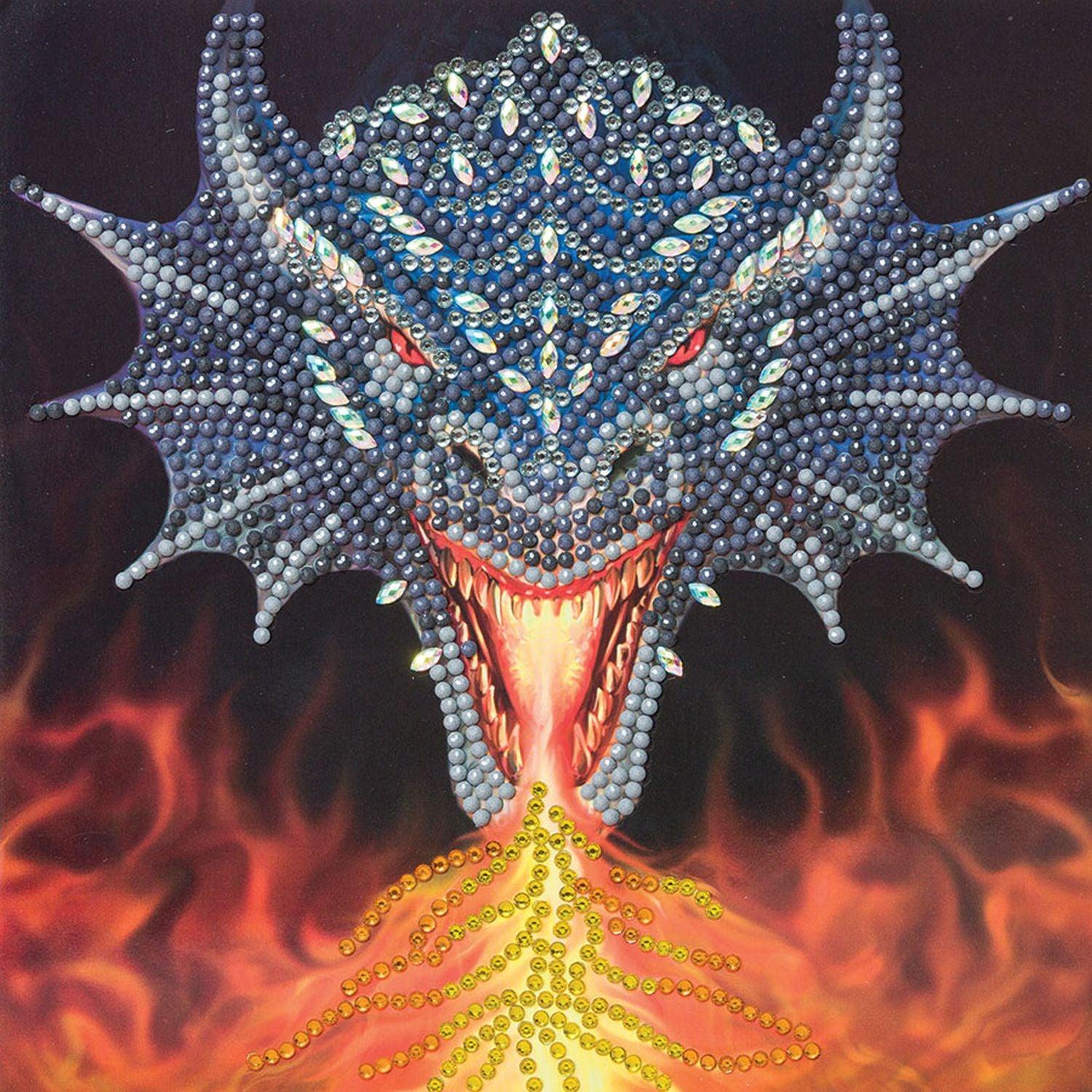 Kristall-Kunst, Crystal Art - CA Karte - Drache Feuerkopf