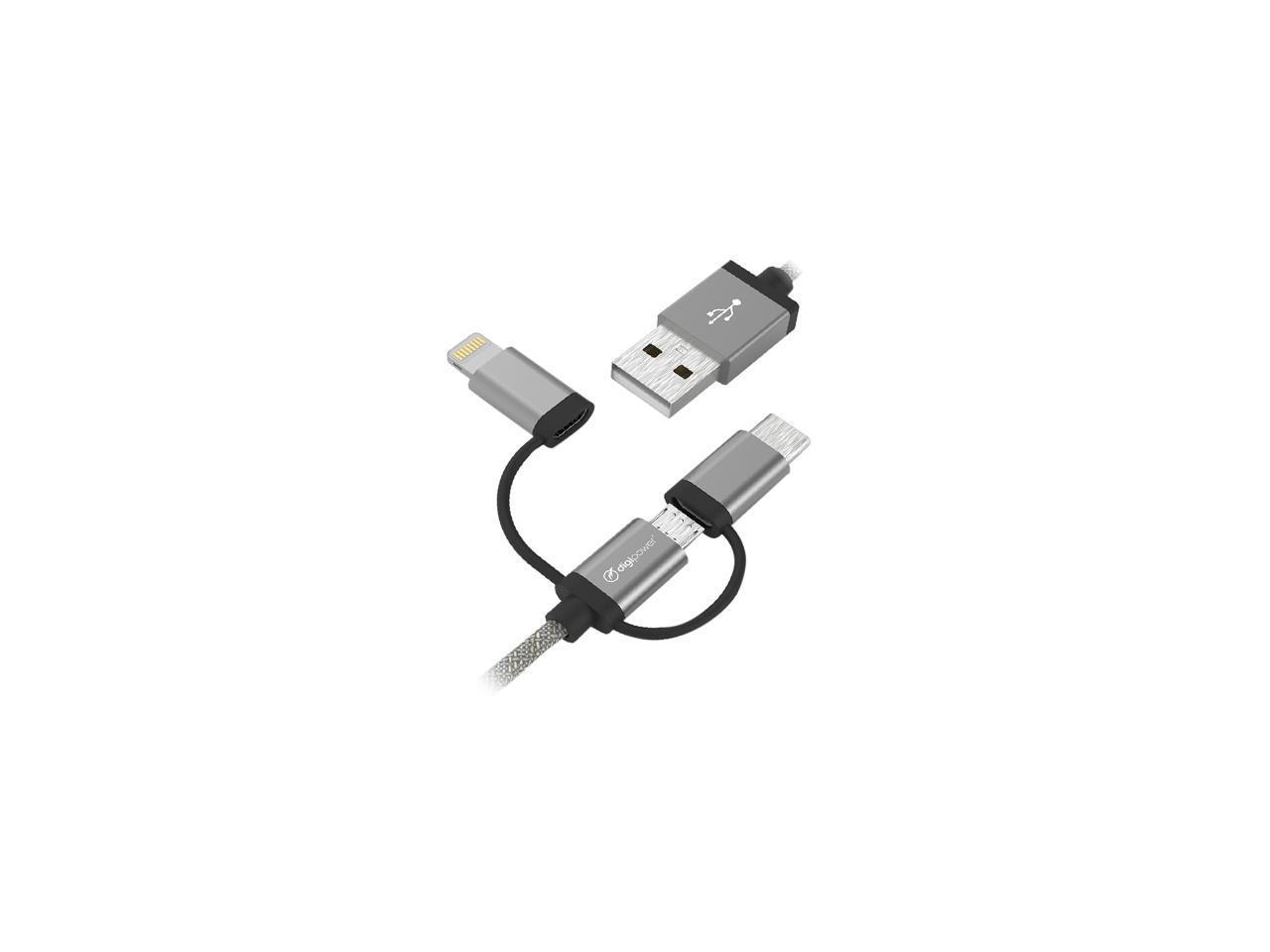 Digipower, Digipower - Aufladen & Synchronisieren 3in 1 Micro - USB C - Lightning 6.6Ft