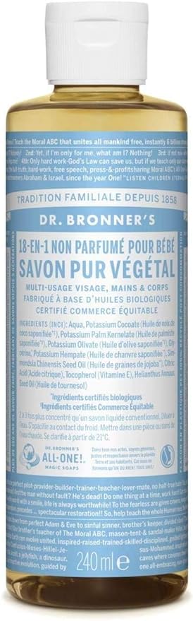 Dr. Bronner's, Dr. Bronner's -BABY UNSCENTED - REIN-KASTILE FLÜSSIGE SEIFE 237 ml