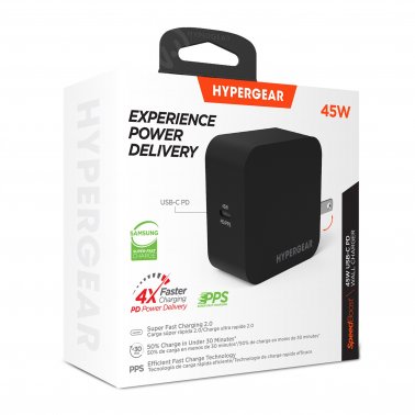 Hyper, Hyper - Hypergear Wall Charger 1 Port USB-C 45W Power Delivery SpeedBoost Smartphones & Laptops - Schwarz