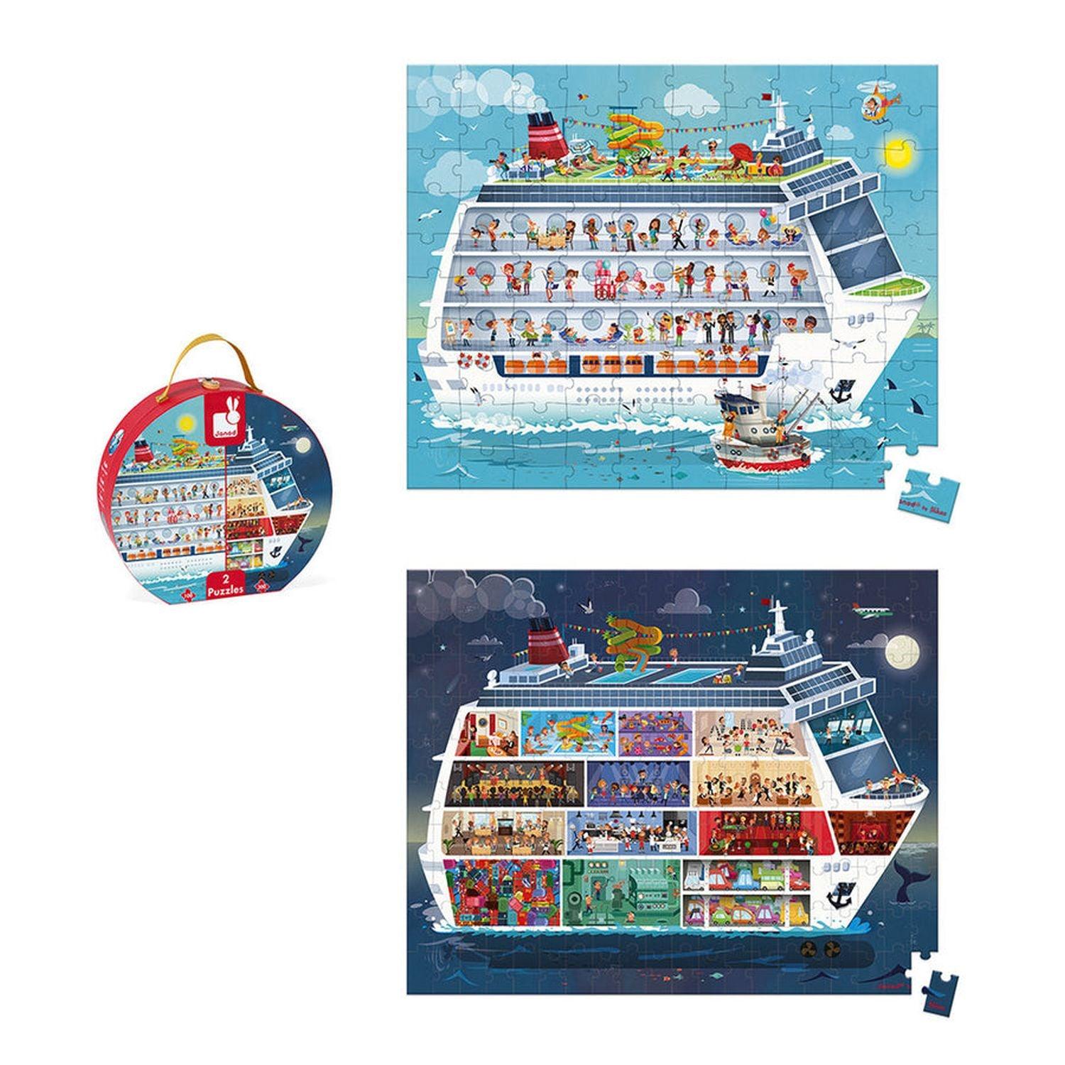 Janod, Janod - Kreuzfahrtschiff - 2 Puzzles (100 & 200-teiliges Puzzle)