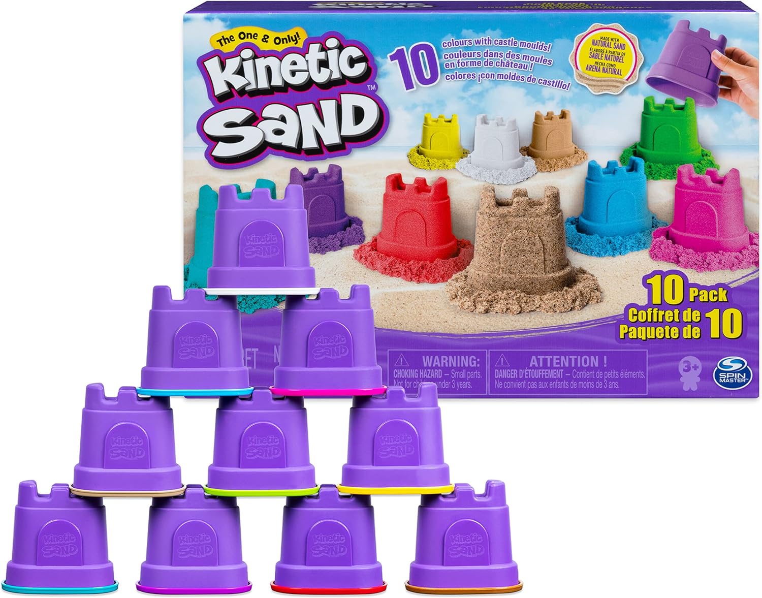 Kinetischer Sand, Kinetic Sand - Burg-Container 10-Farben-Packung