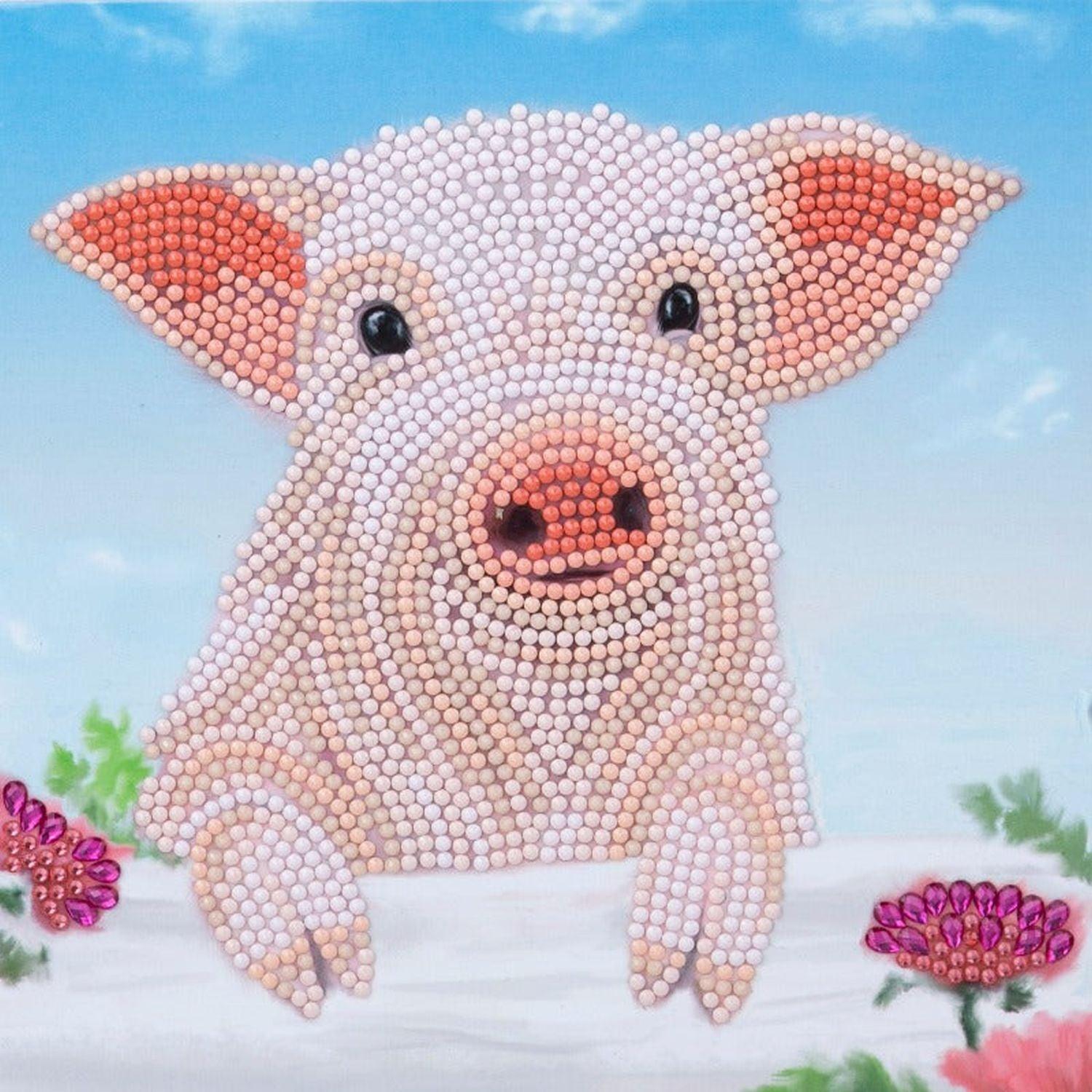 Kristall-Kunst, Kristallkunst - CA-Karte - Schwein am Zaun