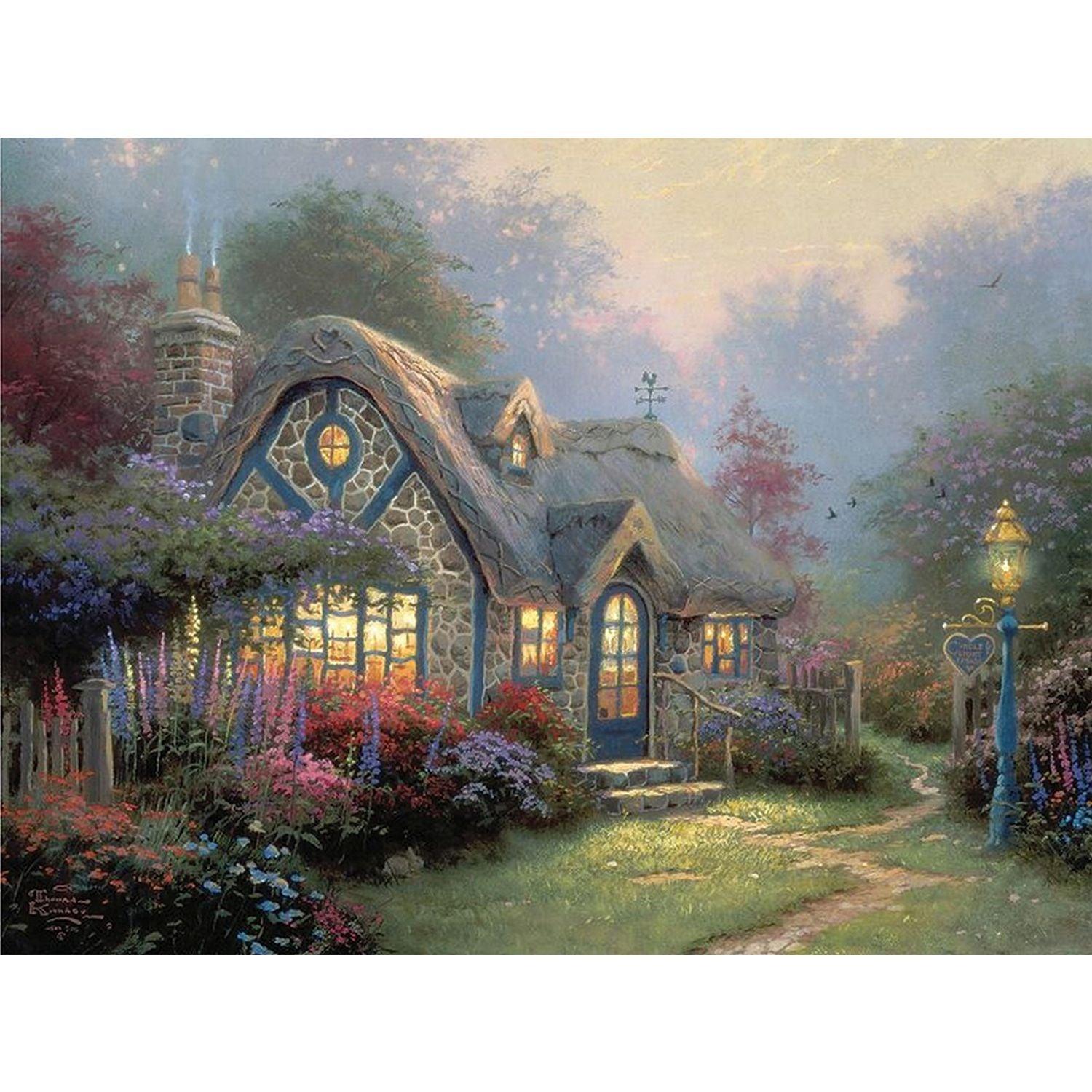 Kristall-Kunst, Kristallkunst - CA PBN (Groß) - Lamplight Cottage (Kinkade)