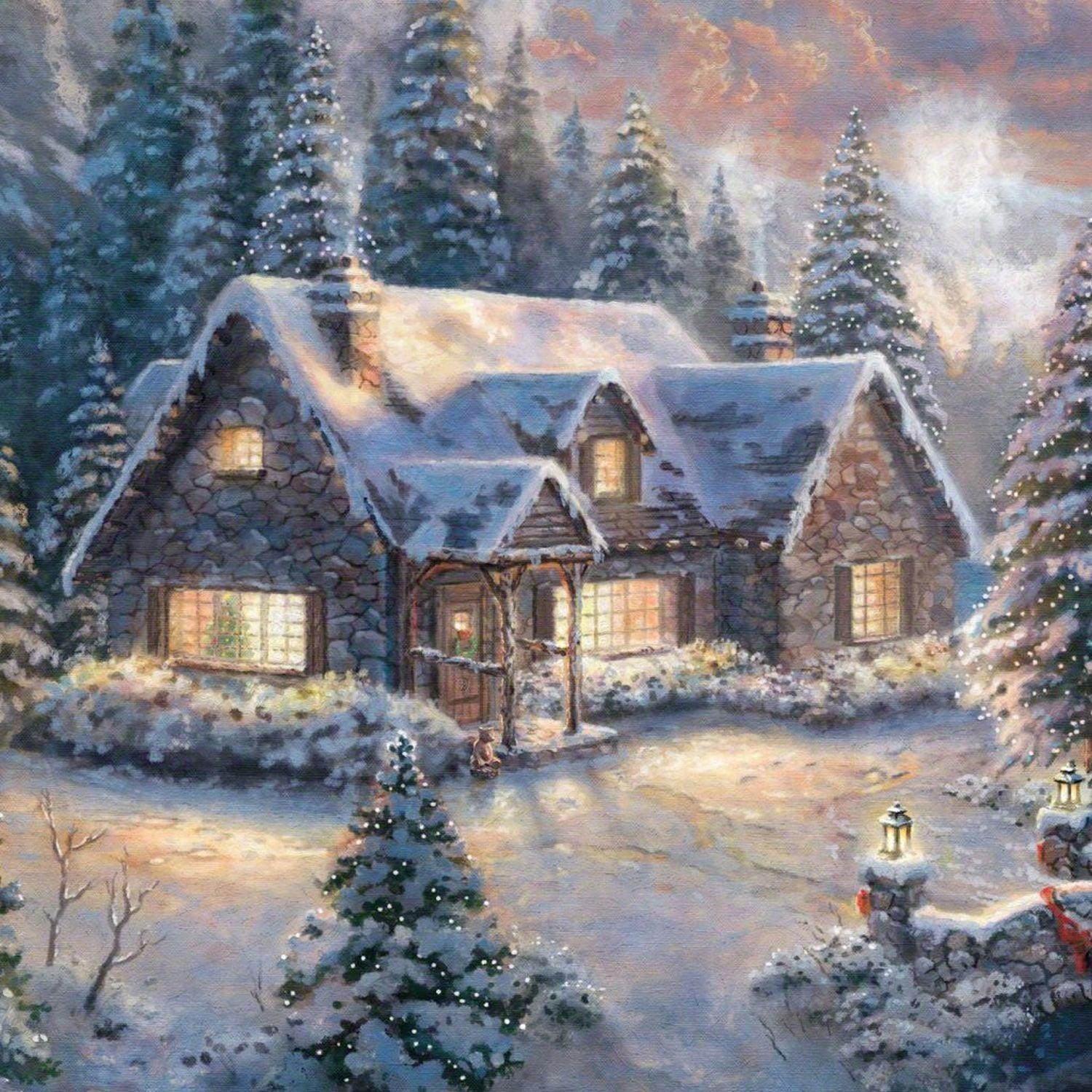 Kristall-Kunst, Kristallkunst - CA PBN (Medium) - Weihnachten auf dem Lande (Kinkade)