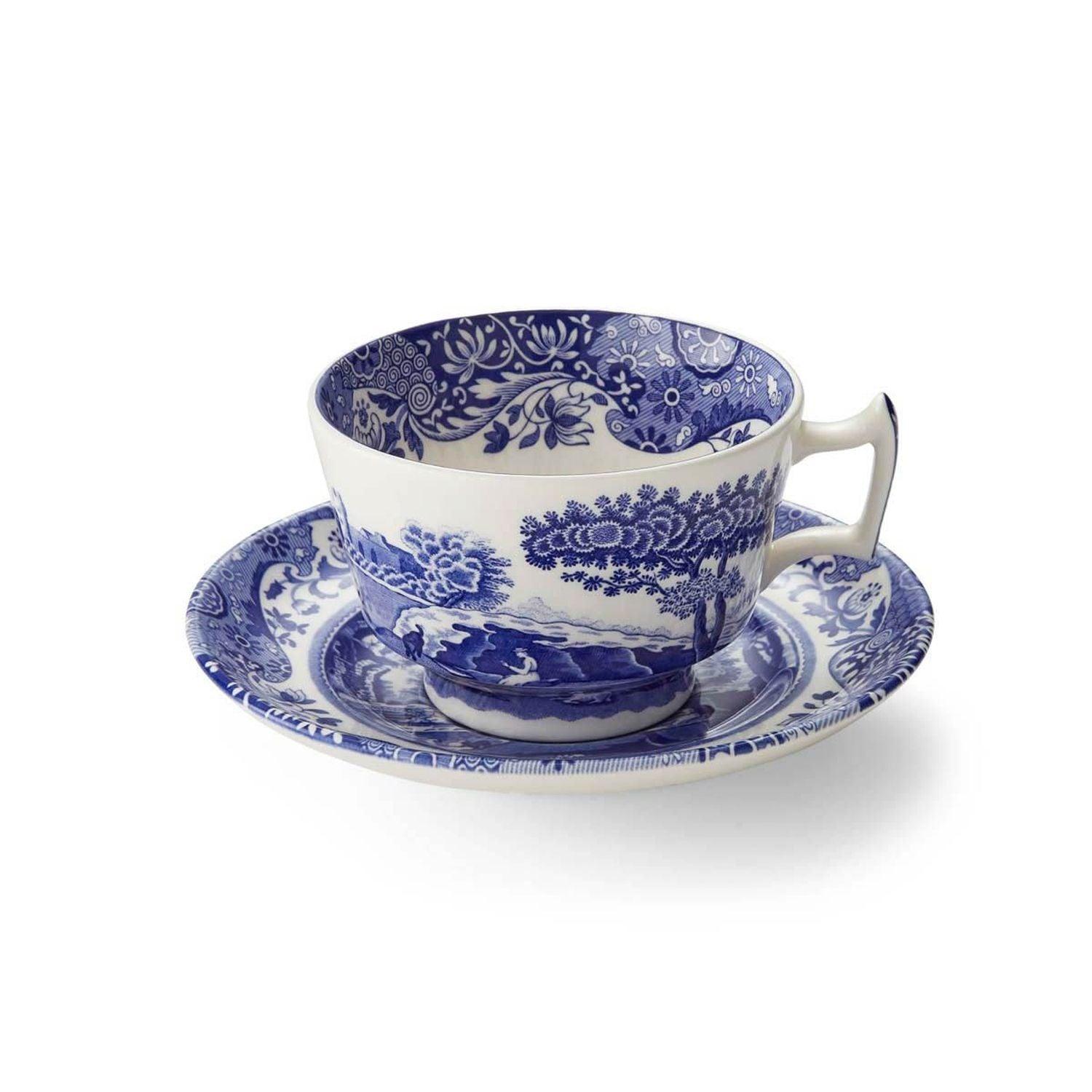 SPODE, Spode - Blaue italienische Teetasse & Untertasse 7oz