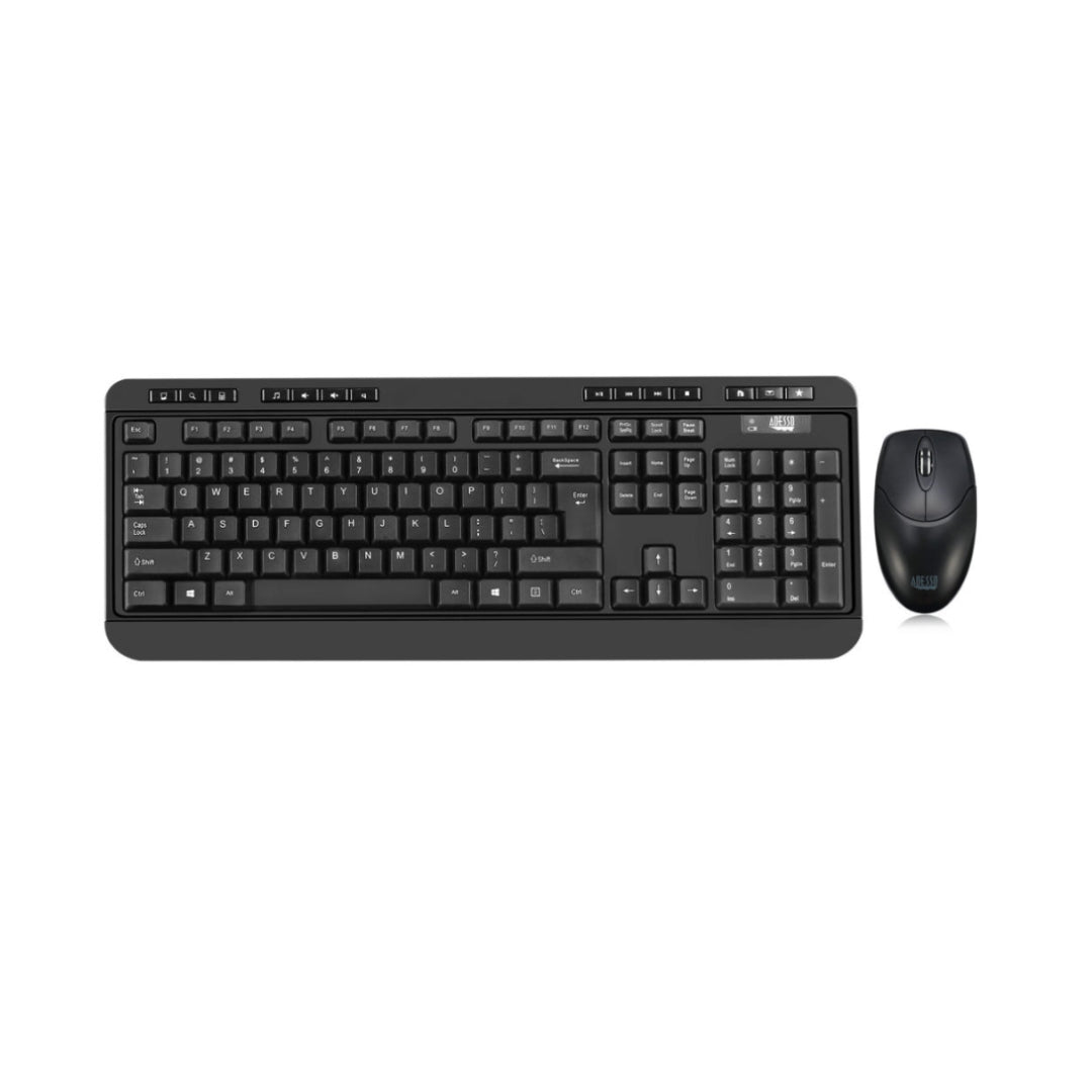 Adesso, Tastatur & Maus Combo Kabellos Antimikrobiell 1200dpi PC/MAC- FRENCH Kanadisch - Schwarz