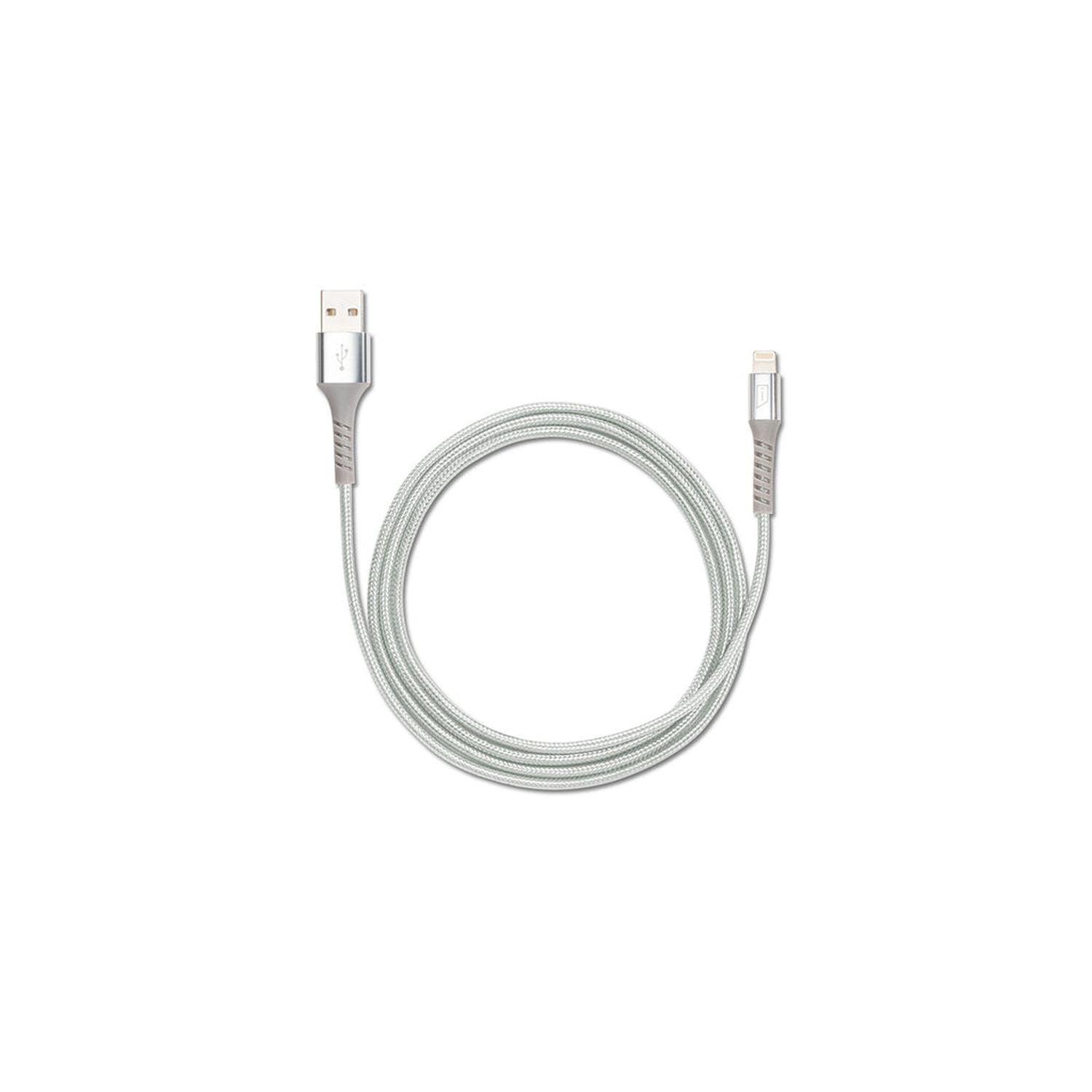 iStore, iStore - iStore Charge & Sync Lightning auf USB-A 4ft MFI Alloy Aluminum Flex Reinforced Cable - Silber Chrom